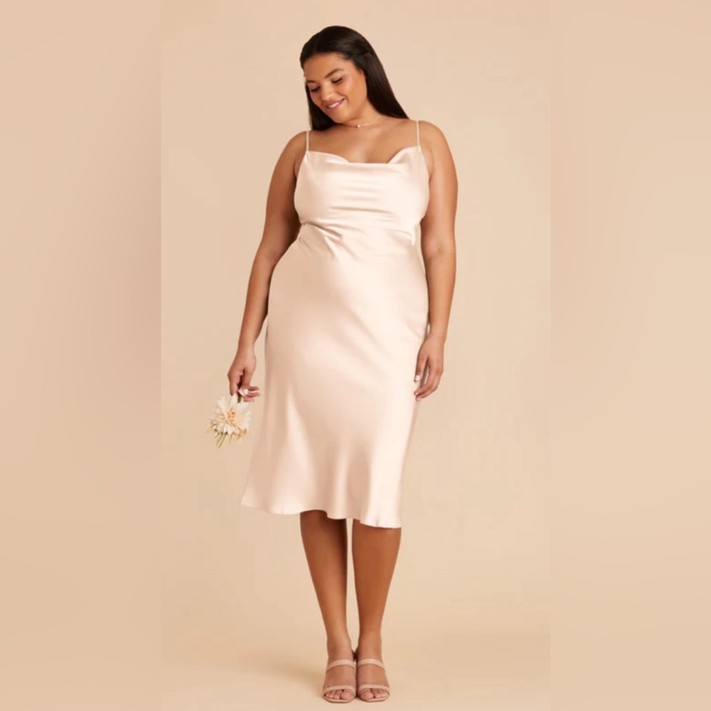 NWT BIRDY GREY Matte Satin MIDI Dress in champagne